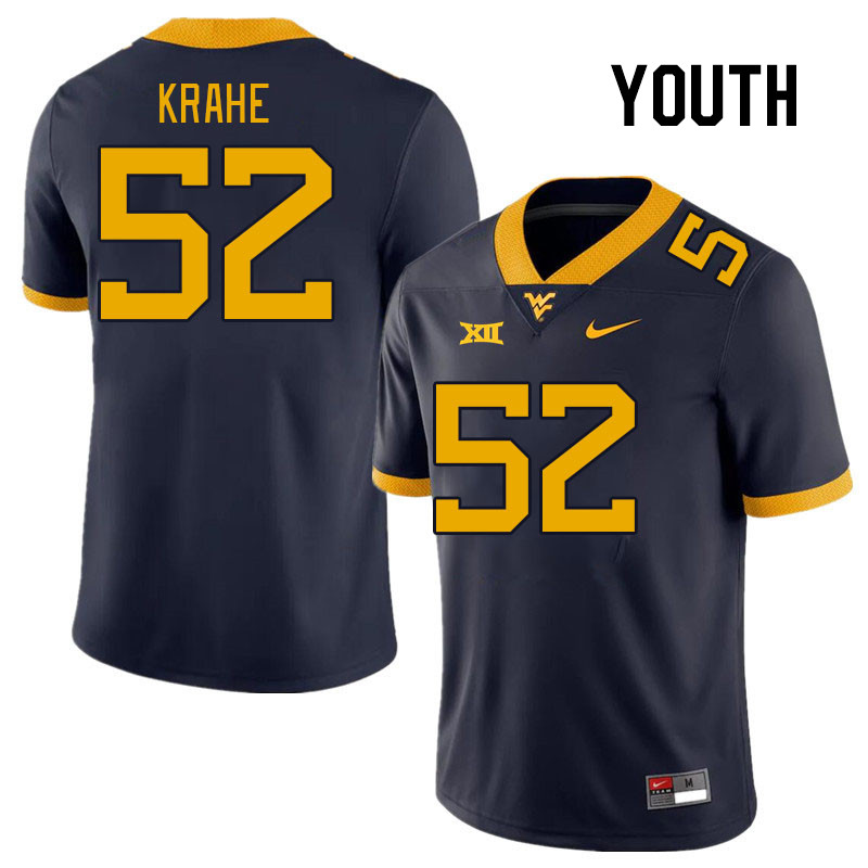 Youth #52 Nick Krahe West Virginia Mountaineers College Football Jerseys Stitched Sale-Navy